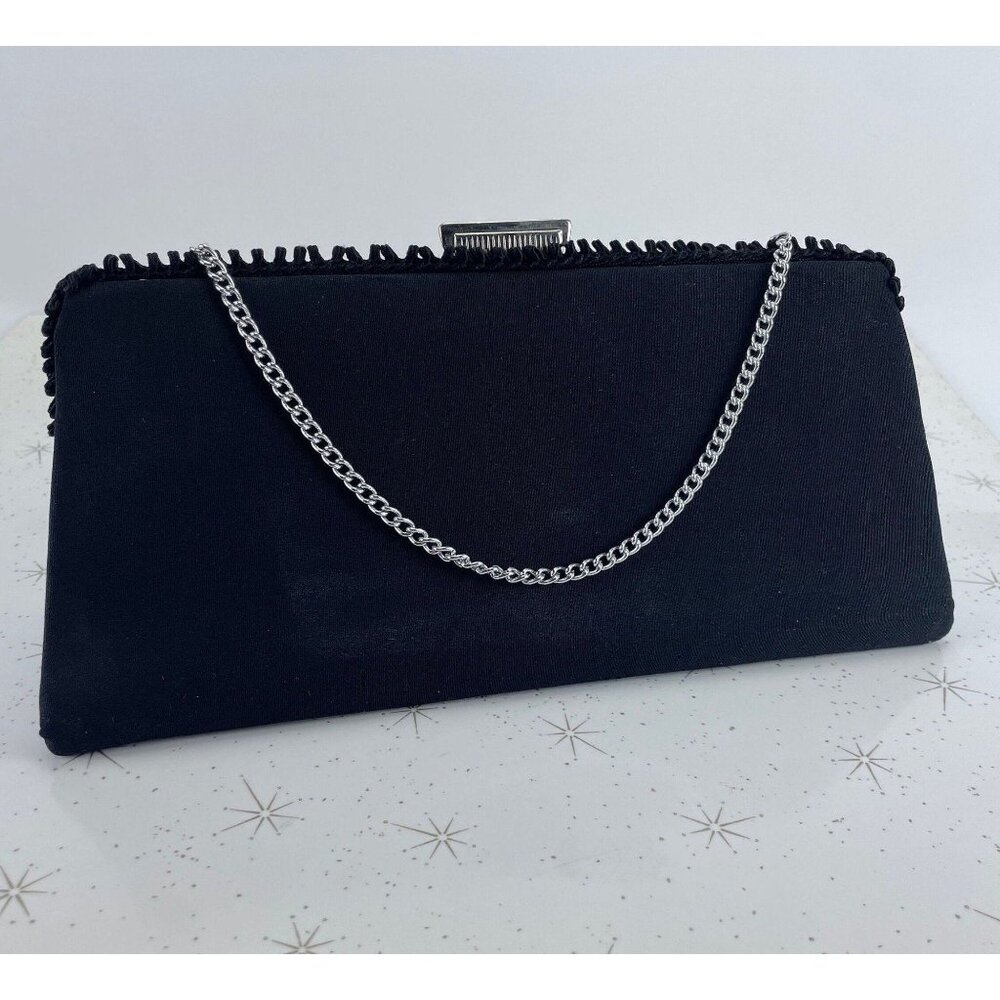 Vintage 50s black purse, La Marquise clutch, Mid Century, formal event